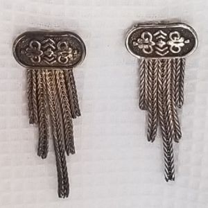Vintage sterling silver Turkish tassel earrings for pierced ears